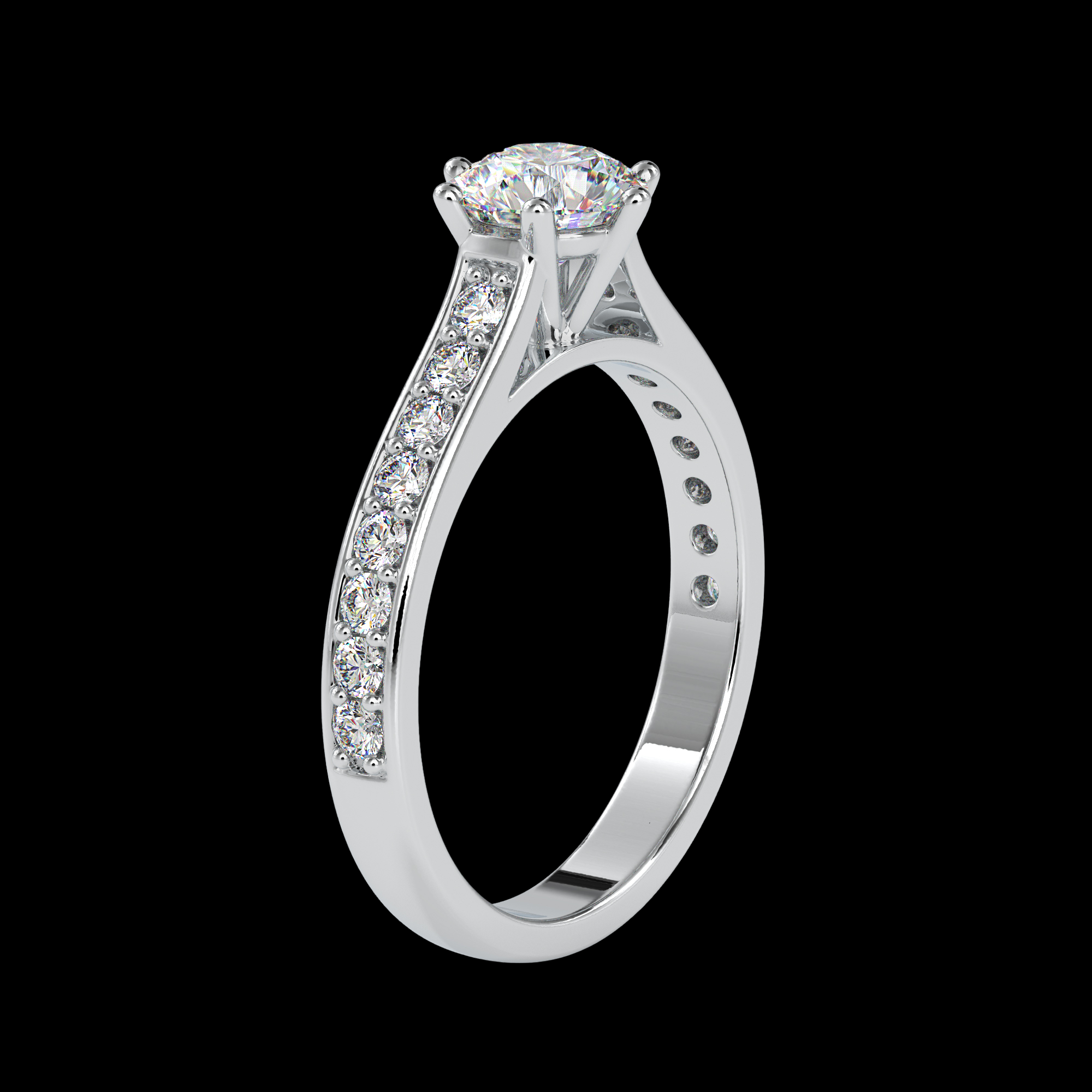 2-Carat Lab Grown Solitaire Diamond Shank Platinum Engagement Ring JL PT LG G 0027-D