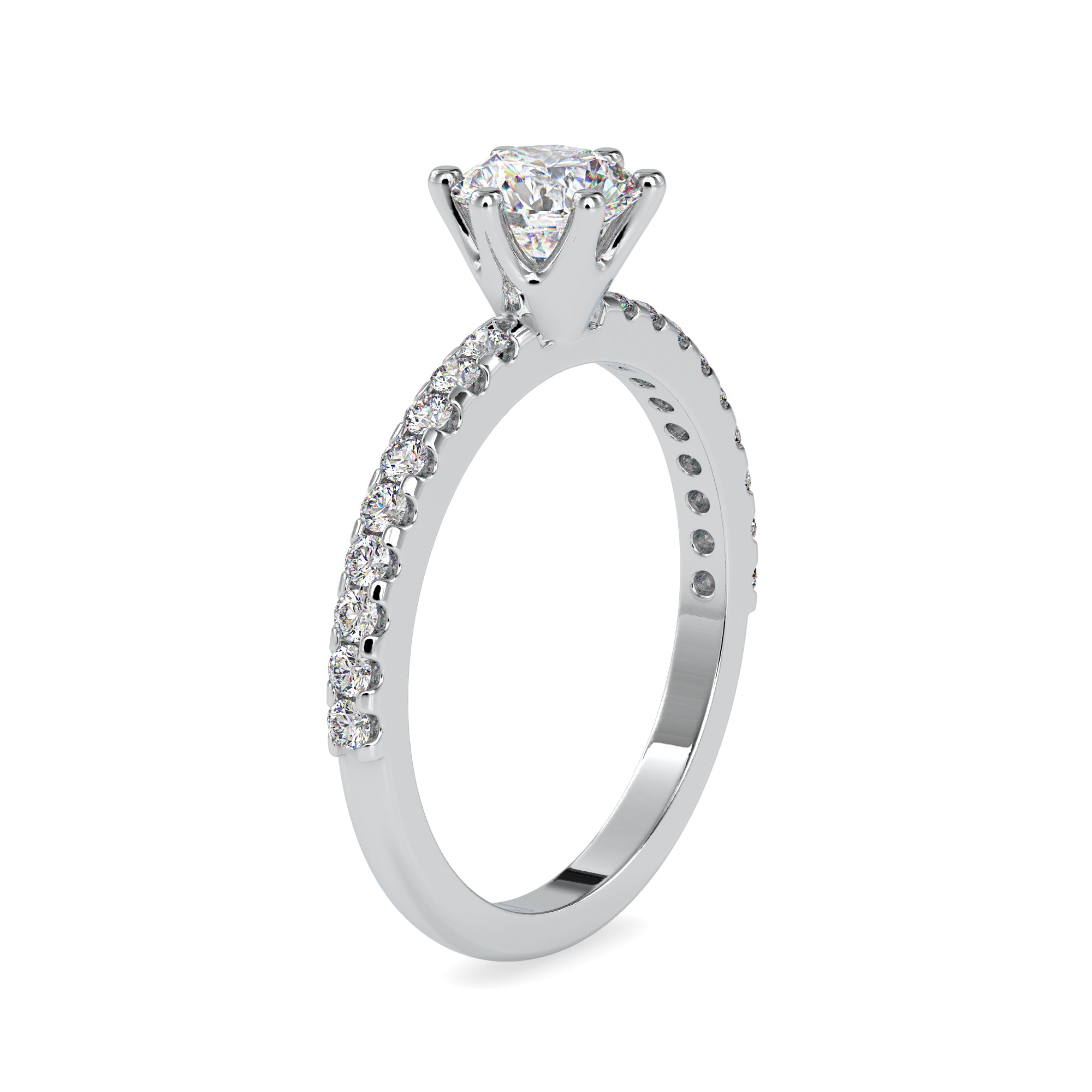 50-Pointer Lab Grown Solitaire Platinum Diamond Shank Engagement Ring JL PT LG G 0029