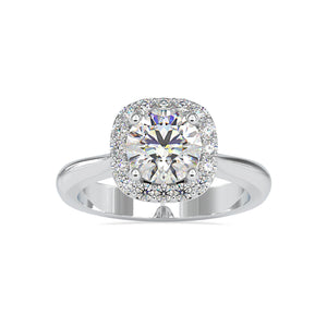 70-Pointer Lab Grown Solitaire Platinum Diamond Halo Engagement Ring JL PT LG G 0101-A