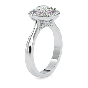 1.50-Carat Lab Grown Solitaire Platinum Diamond Halo Engagement Ring JL PT LG G 0101-C