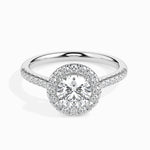 Load image into Gallery viewer, 70-Pointer Lab Grown Solitaire Halo Diamond Shank Platinum Ring JL PT LG G 19031-A

