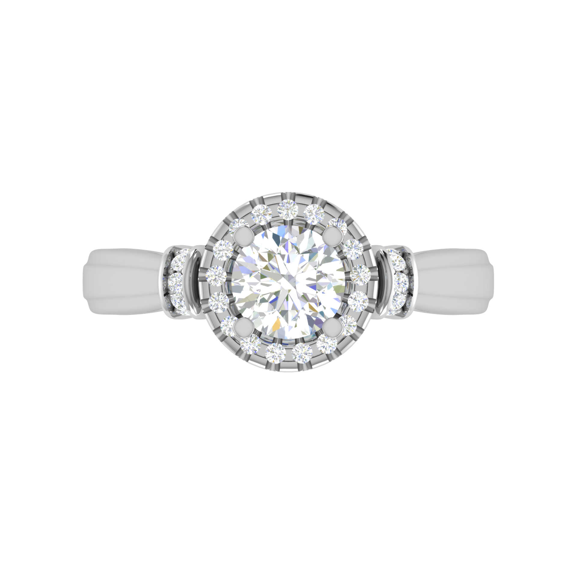 70-Pointer Solitaire Halo Diamond Platinum Engagement Ring JL PT WB5996E-B