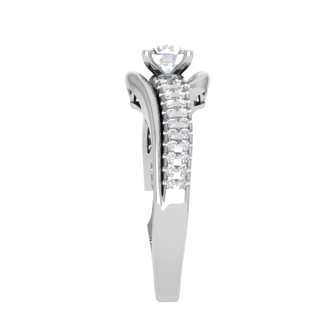 1-Carat Lab Grown Solitaire Platinum Diamond Split Shank Engagement Ring JL PT LG G WB6005E-B