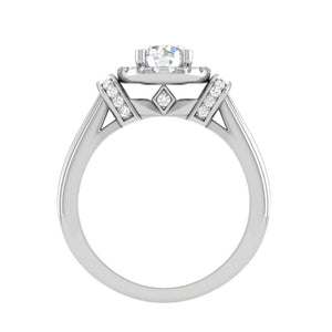 50-Pointer Solitaire Halo Diamond Platinum Engagement Ring JL PT WB5996E-A