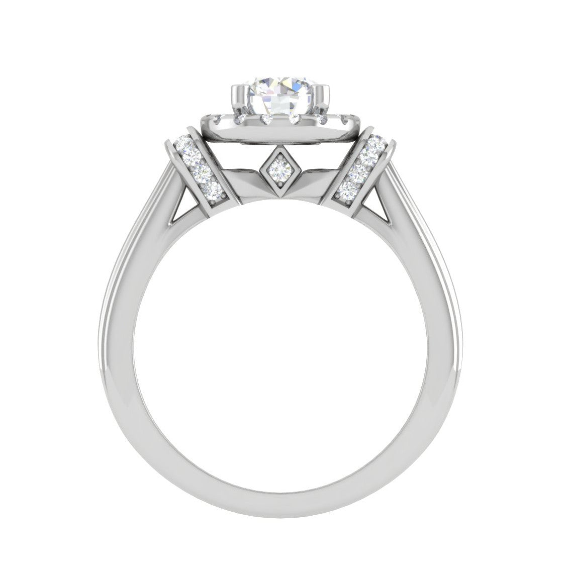 70-Pointer Solitaire Halo Diamond Platinum Engagement Ring JL PT WB5996E-B