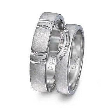 Concentric Circles Platinum Couple Rings with Diamonds JL PT 418  Both Jewelove
