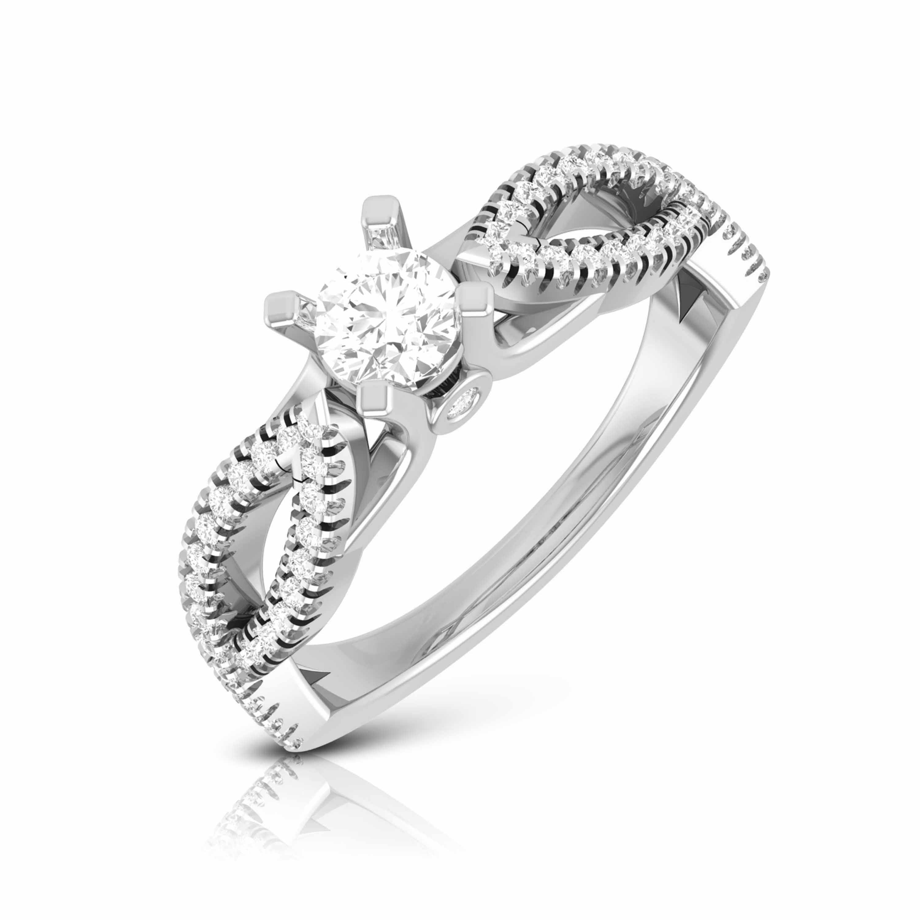 1-Carat Lab Grown Solitaire Platinum Twisted Shank Engagement Ring for Women JL PT LG G R-59-B