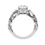 Load image into Gallery viewer, 1-Carat Solitaire Square Halo Diamond Twisted Shank Platinum Ring JL PT REHS1530-C
