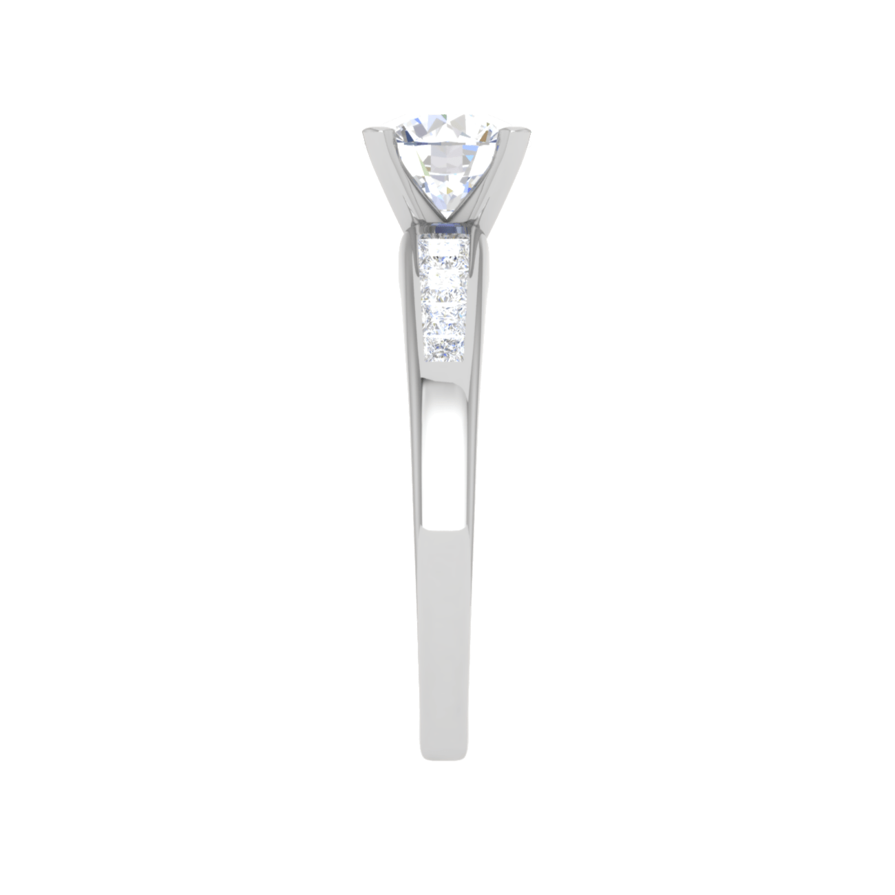 70-Pointer Lab Grown Solitaire with Princess cut Diamond Shank Platinum Ring JL PT RC PR LG G 186-A
