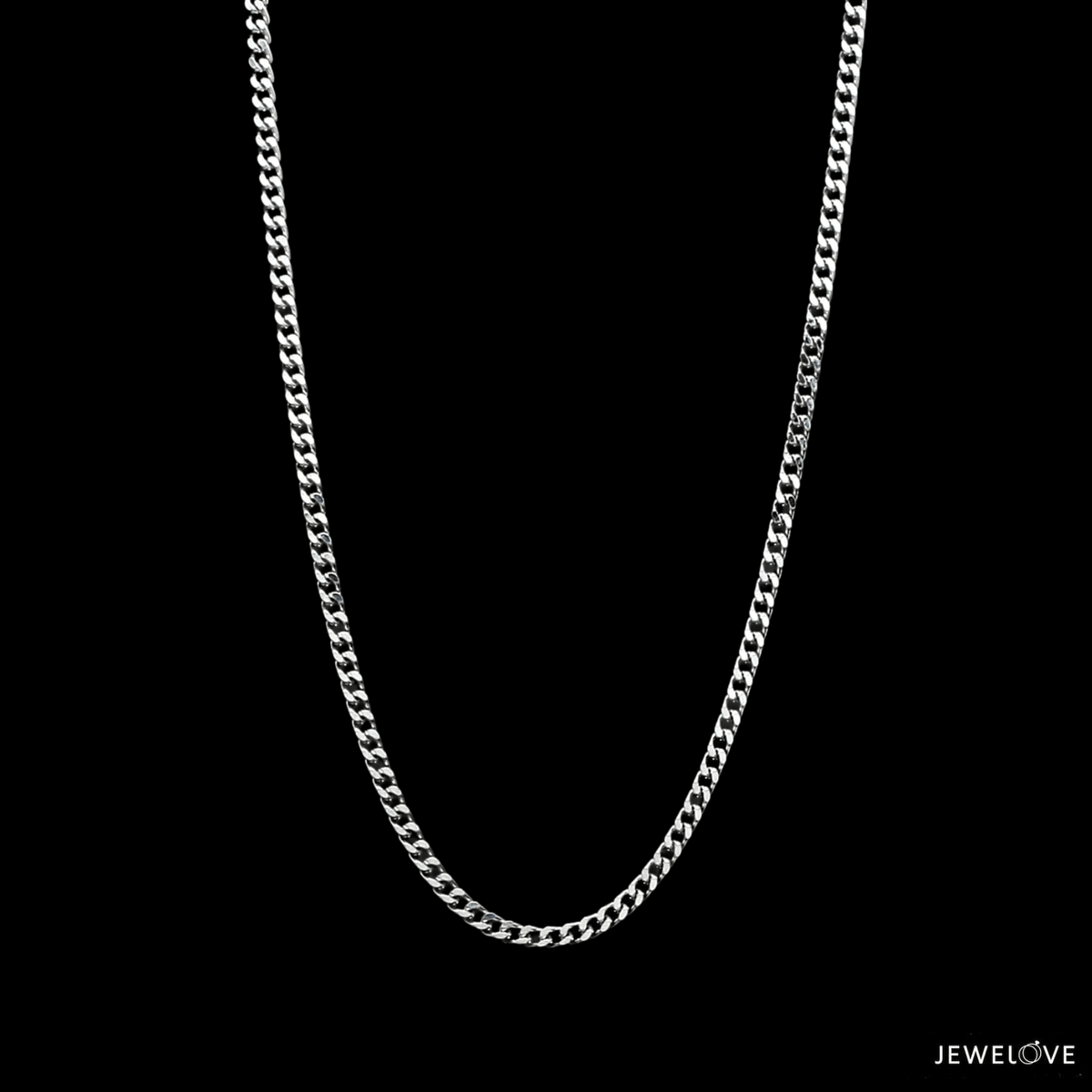 2.25mm Japanese Platinum Curb Chain Uni-sex JL PT CH 982-B 2.25mm Japanese Platinum Curb Chain Uni-sex JL PT CH 982-B