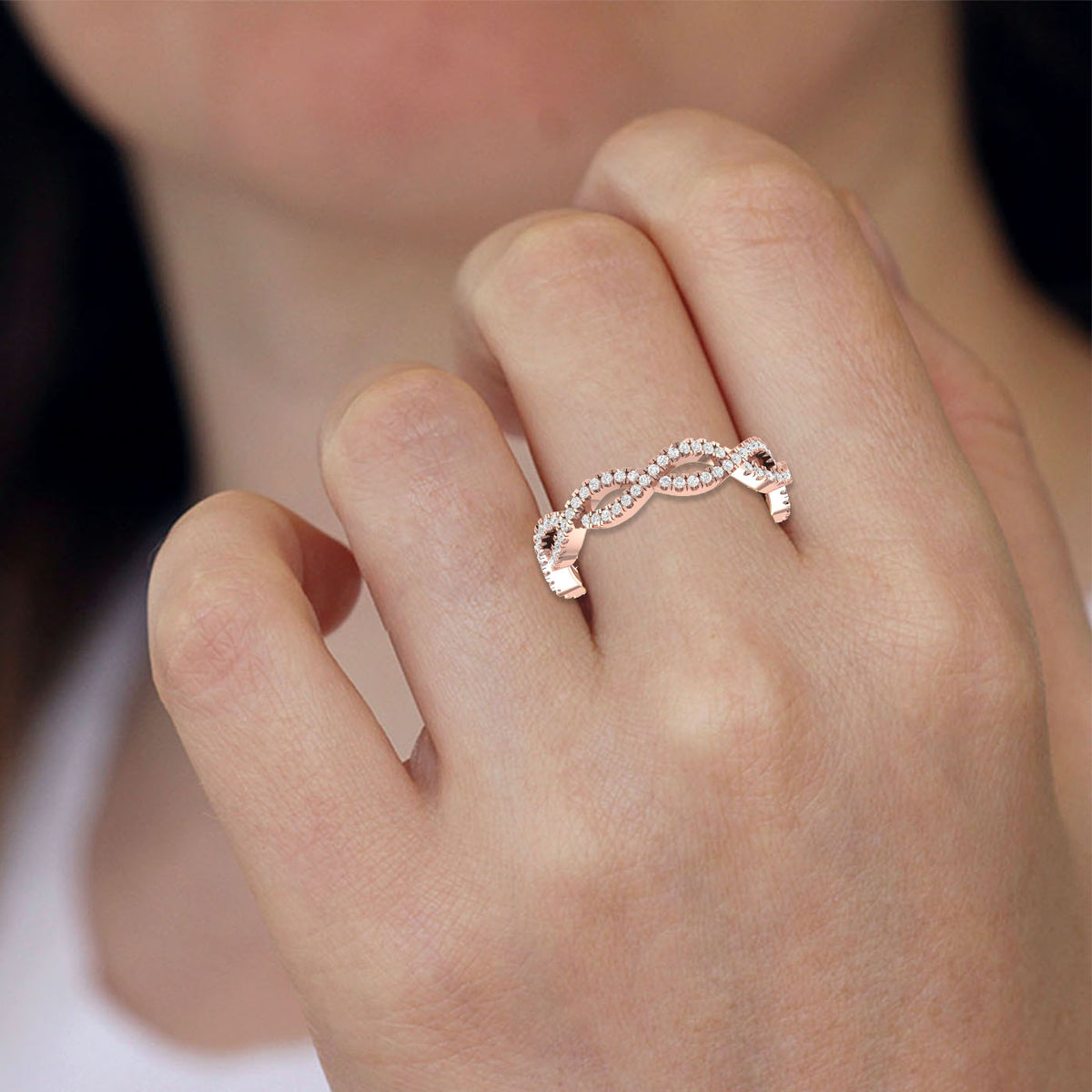 Twisted Rose Gold Diamond Wedding Ring JL AU RD RN 9280R – Jewelove.US