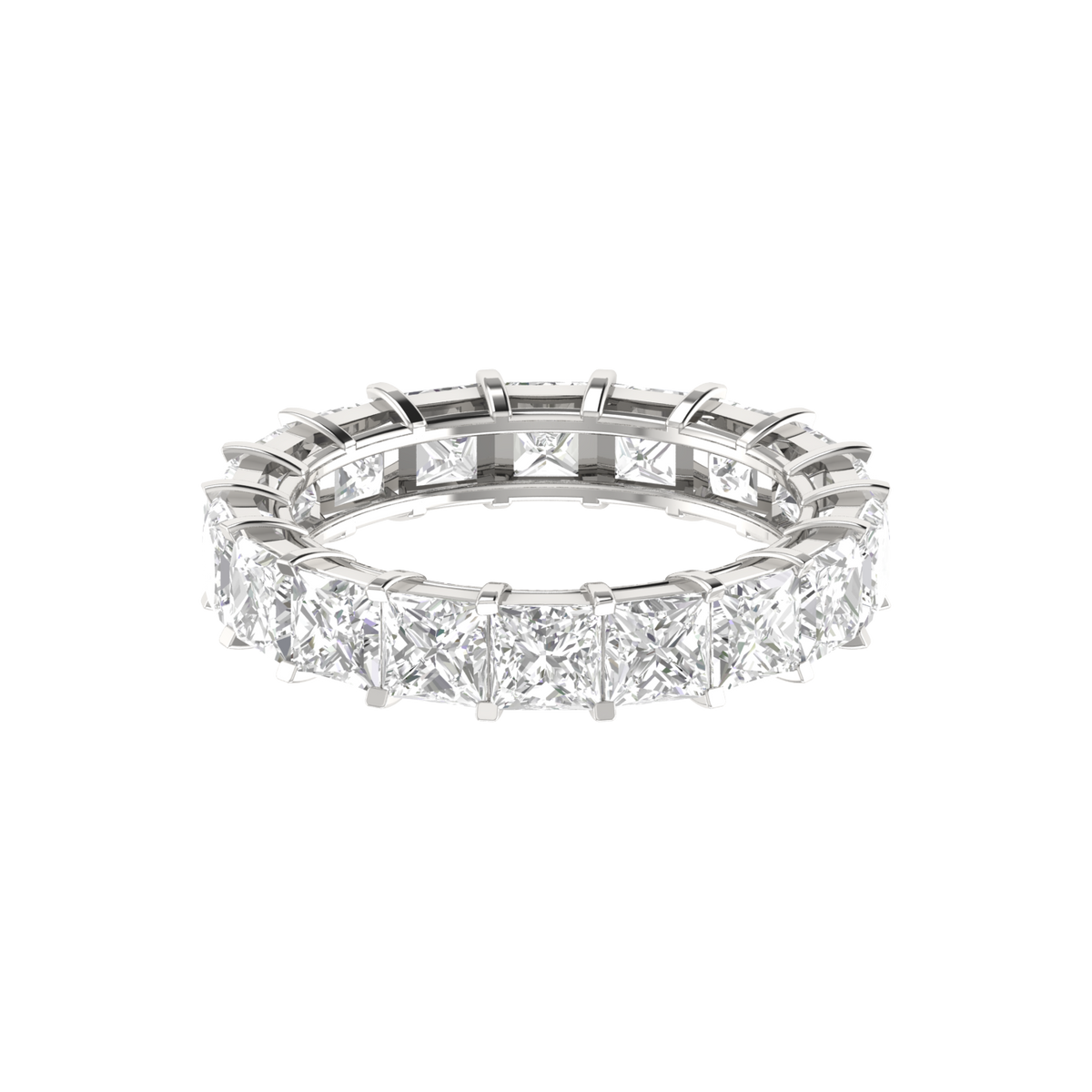 30-Pointer Eternity Princess Cut Diamond Platinum Wedding Ring for