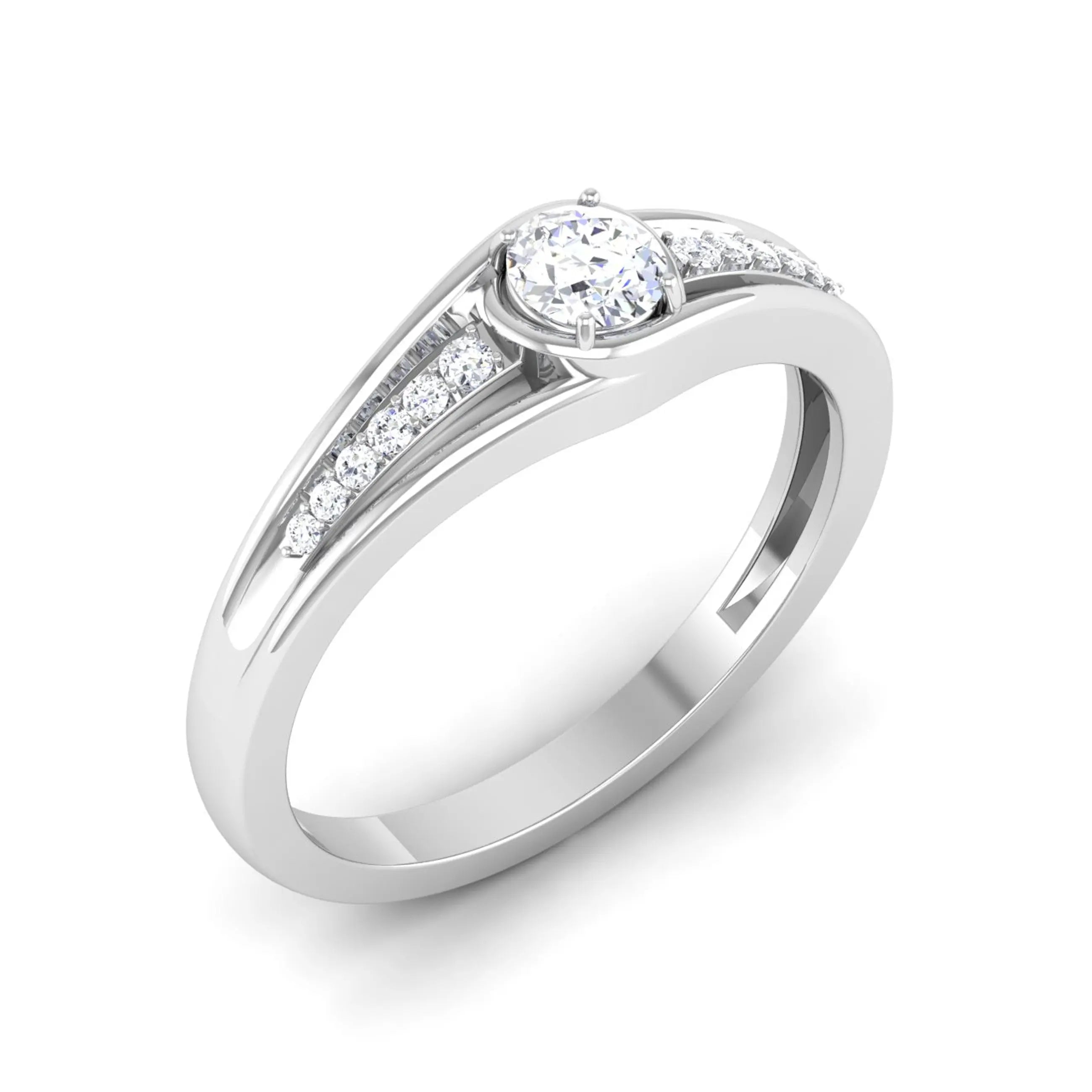 0.20 cts. Solitaire Platinum Diamond Shank Engagement Ring JL PT 6999  Women-s-Ring-only-VS-J Jewelove.US