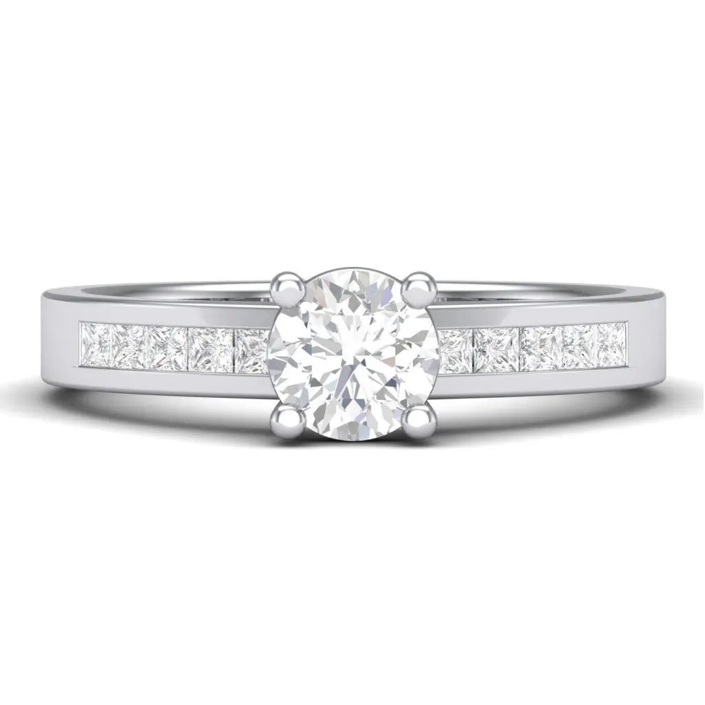 0.30cts. Solitaire Platinum Engagement Ring with Princess Cut Diamond Accents for Women JL PT 461   Jewelove