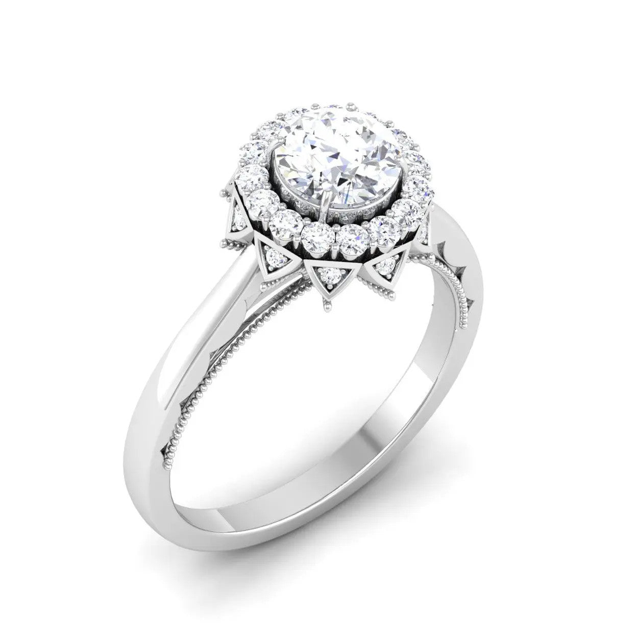 1.50-Carat Lab Grown Solitaire Platinum Double Halo Diamond Engagement Ring JL PT LG G 6603-C