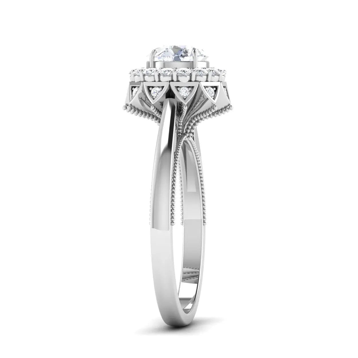 70-Pointer Lab Grown Solitaire Platinum Double Halo Diamond Engagement Ring JL PT LG G 6603-A