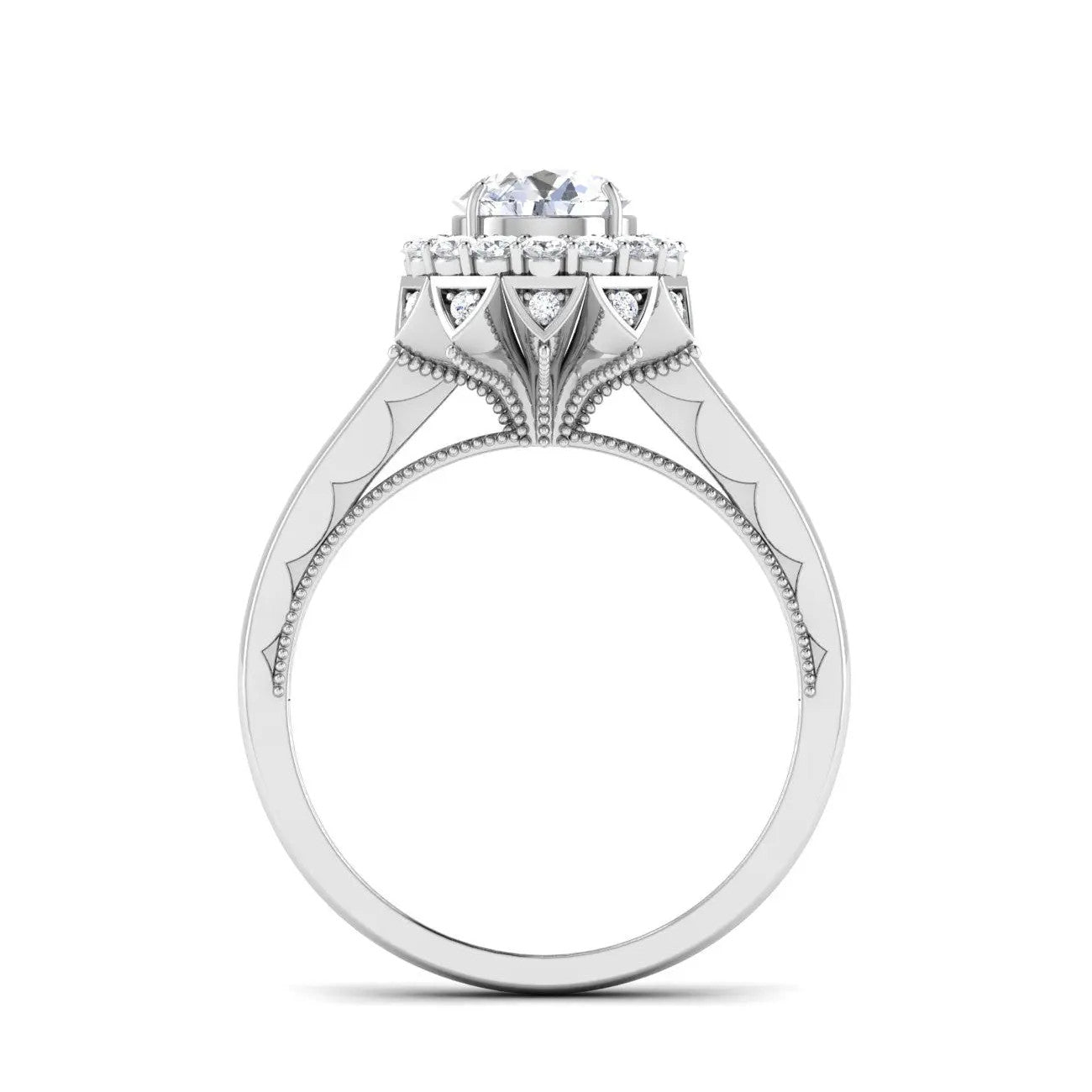2-Carat Lab Grown Solitaire Platinum Double Halo Diamond Engagement Ring JL PT LG 6603-D