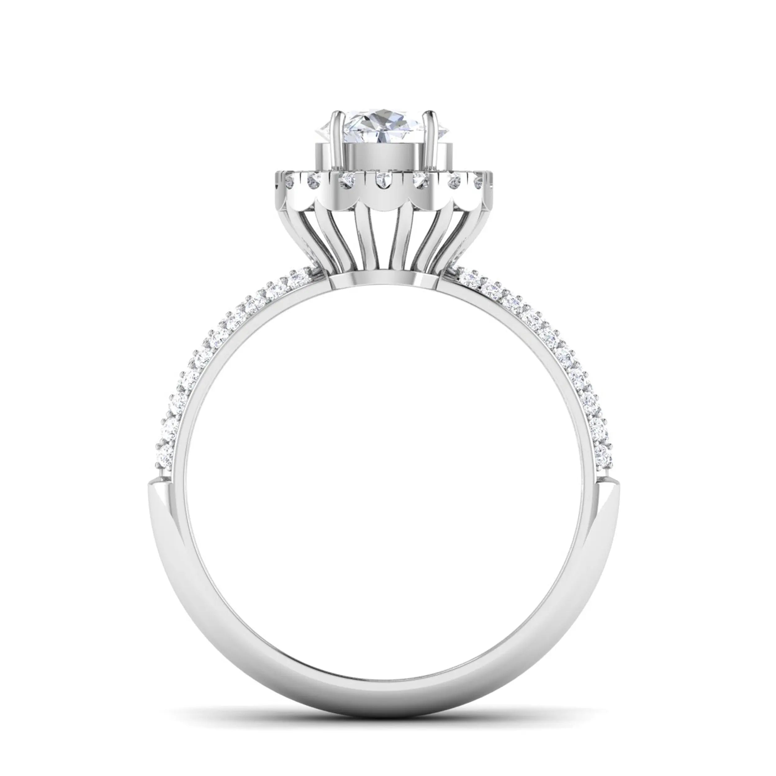 0.50cts Solitaire Halo Diamond Split Shank Platinum Engagement Ring JL PT 7006   Jewelove.US