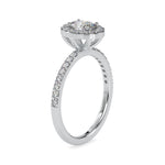 Load image into Gallery viewer, 50-Pointer Oval Cut Solitaire Halo Diamond Shank Platinum Ring JL PT 0014-A   Jewelove.US

