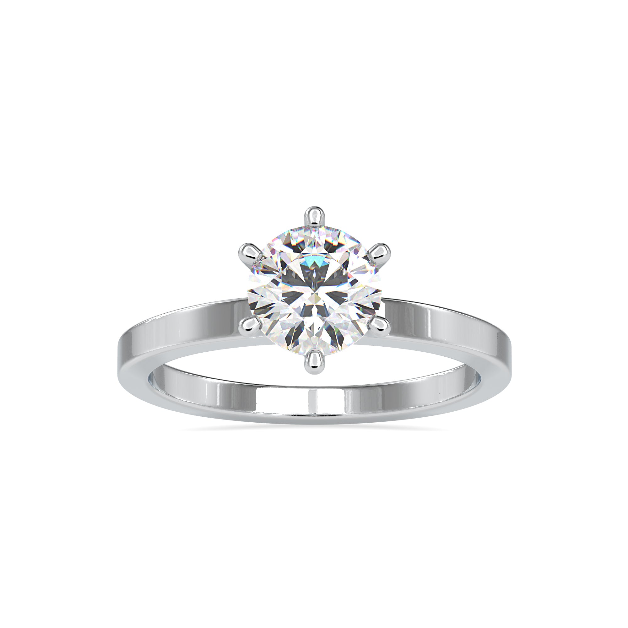 70-Pointer Lab Grown Solitaire 6 Prong Platinum Engagement Ring JL PT LG G 0020-A