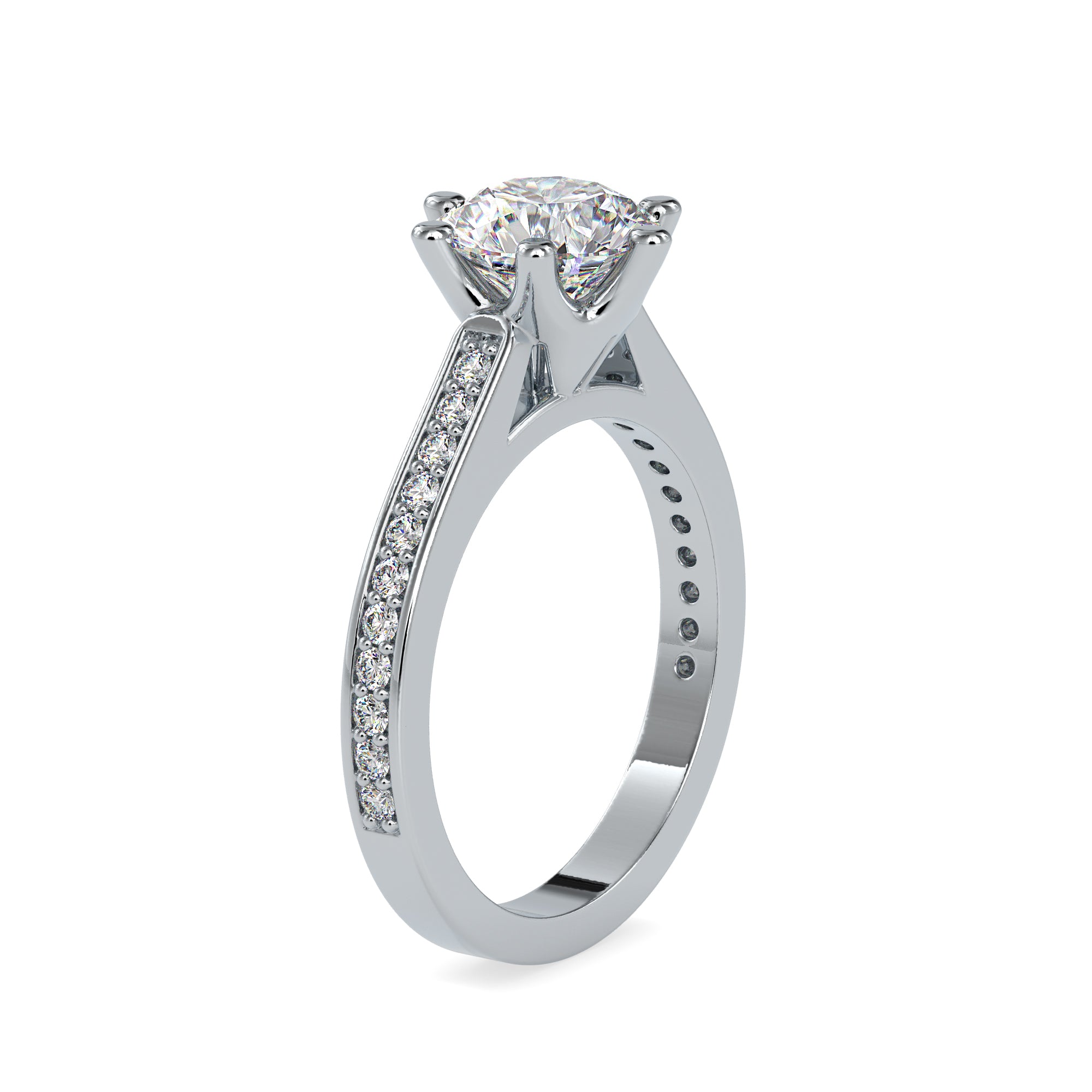 1.50-Carat Lab Grown Solitaire Platinum Diamond Shank Engagement Ring JL PT LG G 0023-C