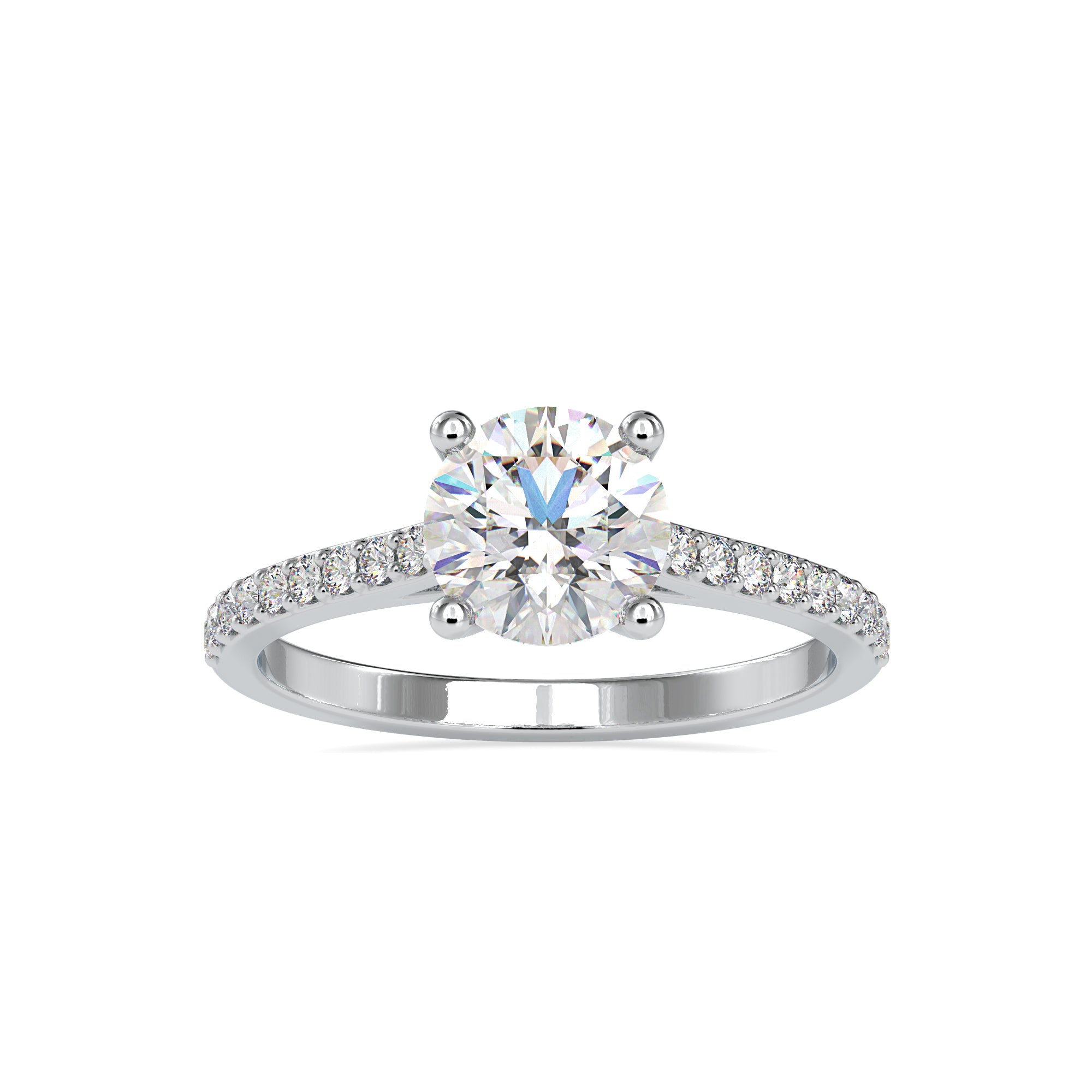 1.50-Carat Lab Grown Solitaire Platinum Diamond Shank Engagement Ring JL PT LG G 0024-C