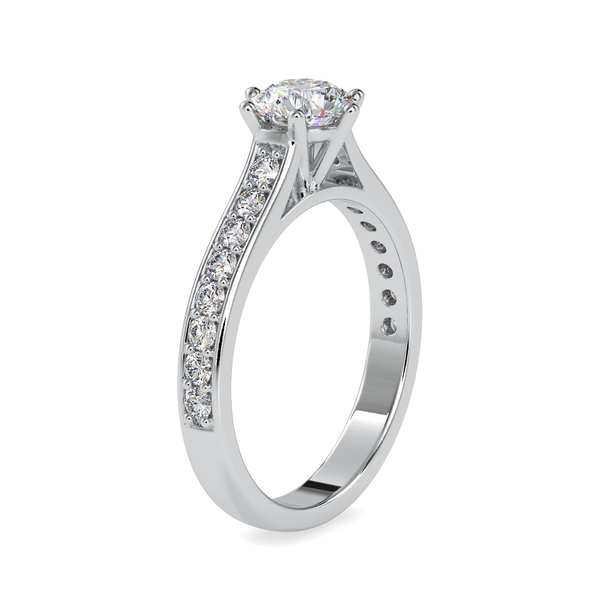 1-Carat Solitaire Platinum Diamond Shank Engagement Ring JL PT 0027-C