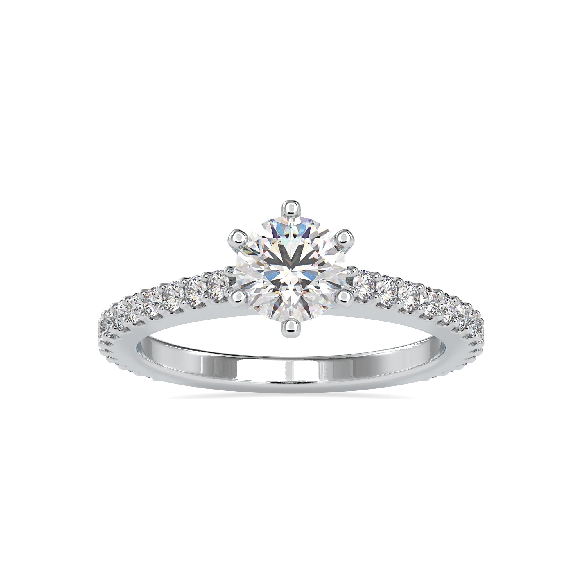 1.50-Carat Lab Grown Solitaire Platinum Diamond Shank Engagement Ring JL PT LG G 0028-C