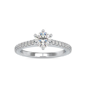 1.50-Carat Lab Grown Solitaire Platinum Diamond Shank Engagement Ring JL PT LG G 0028-C