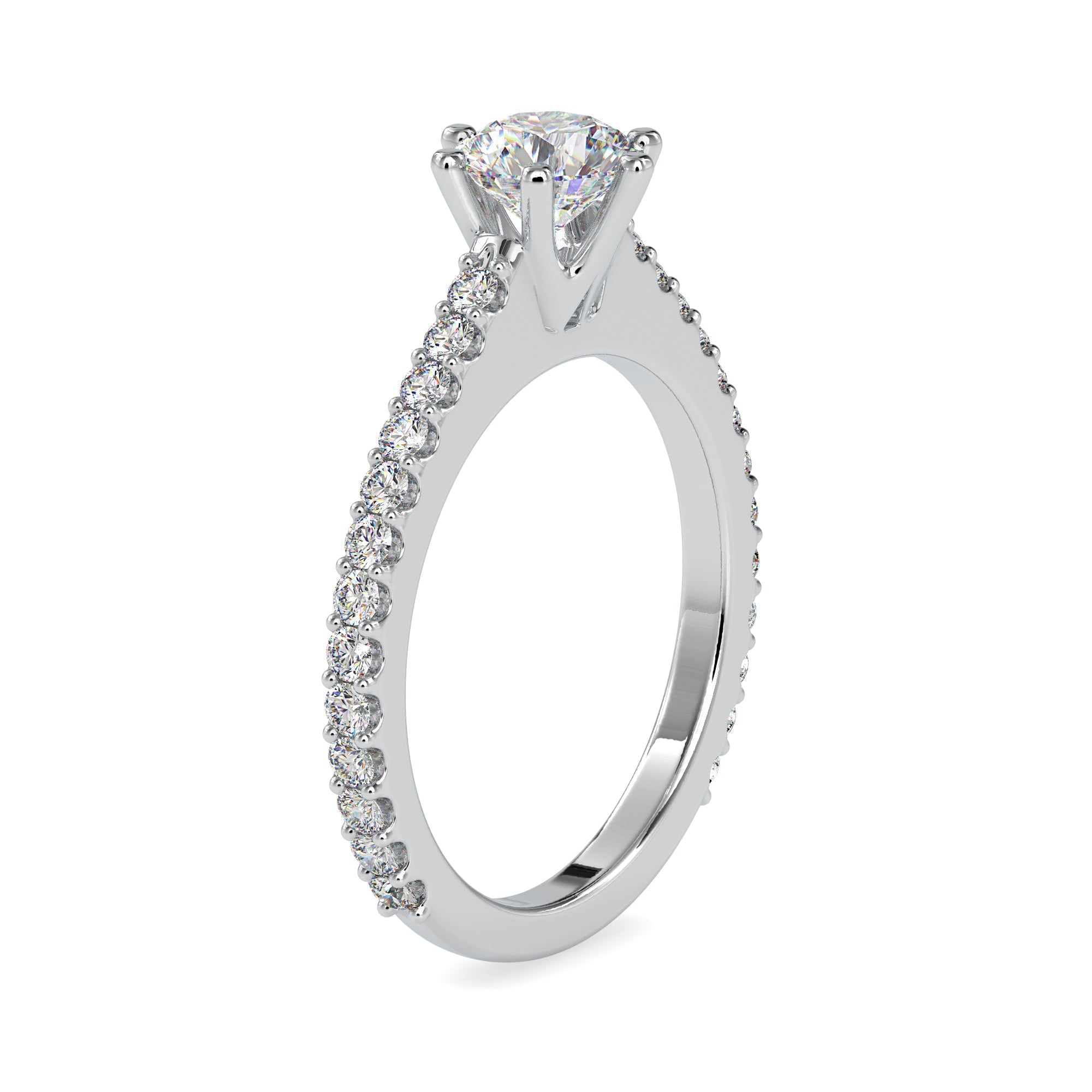 70-Pointer Lab Grown Solitaire Platinum Diamond Shank Engagement Ring JL PT LG G 0028-A