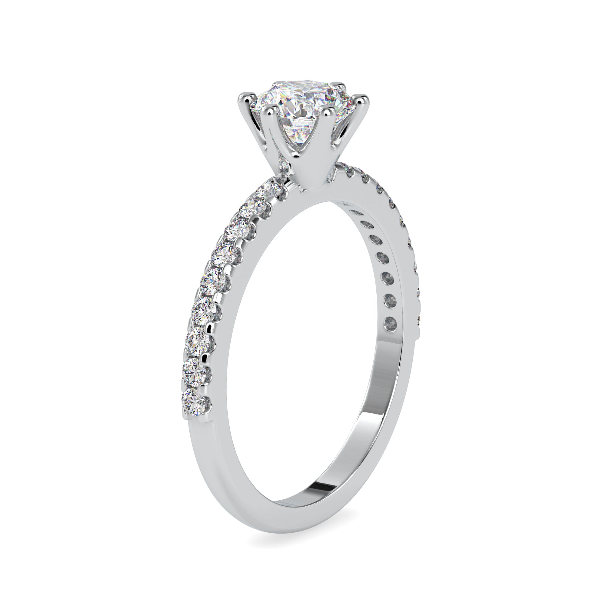 1.50-Carat Lab Grown Solitaire Platinum Diamond Shank Engagement Ring JL PT LG G 0029-C