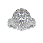 Load image into Gallery viewer, 70-Pointer Oval Cut Solitaire Diamond Halo Split Shank Platinum Ring JL PT 0036-B   Jewelove.US
