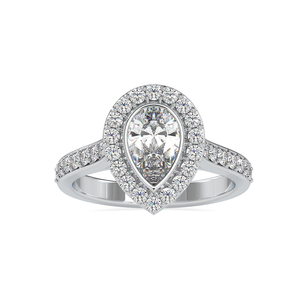 70-Pointer Solitaire Halo Diamond Shank Platinum Engagement Ring JL PT 0055-B   Jewelove.US