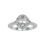 Load image into Gallery viewer, 70-Pointer Oval Cut Solitaire Halo Diamond Accents Shank Ring JL PT 0059-B   Jewelove.US

