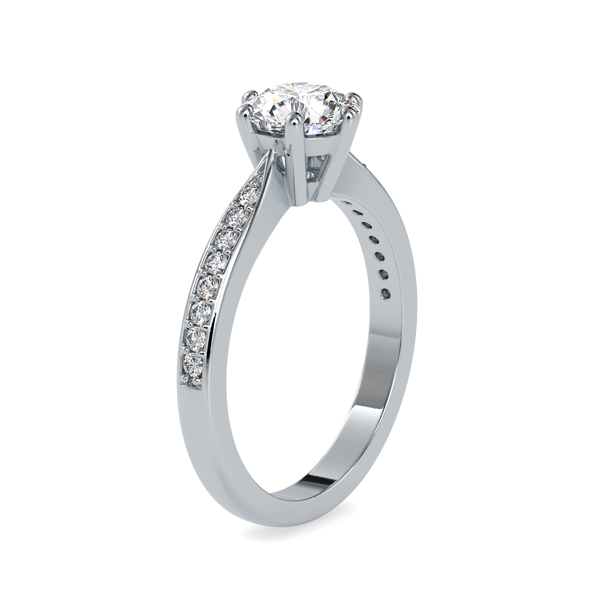 70-Pointer Lab Grown Solitaire Platinum Diamond Shank Engagement Ring JL PT LG G 0063-A