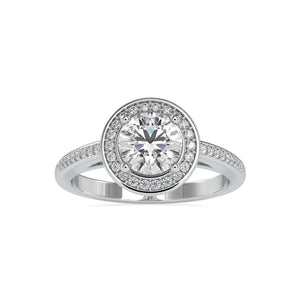1-Carat Solitaire Single Halo Diamond Shank Platinum Engagement Ring JL PT 0071-C