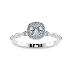 Load image into Gallery viewer, 70-Pointer Cushion Cut Solitaire Halo Diamonds with Marquise Cut Diamonds Accents Platinum Engagement Ring JL PT 1271-B   Jewelove.US
