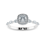 Load image into Gallery viewer, 50-Pointer Cushion Cut Solitaire Halo Diamonds with Marquise Cut Diamonds Accents Platinum Engagement Ring JL PT 1271-A   Jewelove.US
