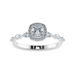 Load image into Gallery viewer, 50-Pointer Cushion Cut Solitaire Halo Diamonds with Marquise Cut Diamonds Accents Platinum Engagement Ring JL PT 1271-A
