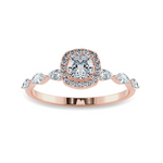 Load image into Gallery viewer, 50-Pointer Cushion Cut Solitaire Halo Diamonds with Marquise cut Diamonds Accents 18K Rose Gold Ring JL AU 1271R-A   Jewelove.US
