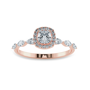 50-Pointer Cushion Cut Solitaire Halo Diamonds with Marquise cut Diamonds Accents 18K Rose Gold Ring JL AU 1271R-A   Jewelove.US