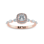 Load image into Gallery viewer, 30-Pointer Cushion Cut Solitaire Halo Diamonds with Marquise cut Diamonds Accents 18K Rose Gold Ring JL AU 1271R   Jewelove.US
