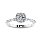 Load image into Gallery viewer, 30-Pointer Cushion Cut Solitaire Halo Diamonds with Marquise Cut Diamonds Accents Platinum Engagement Ring JL PT 1271   Jewelove.US
