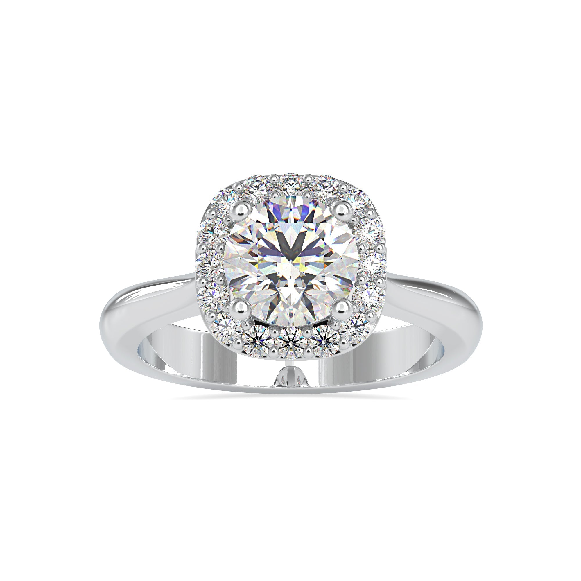 1.50-Carat Lab Grown Solitaire Platinum Diamond Halo Engagement Ring JL PT LG 0101-C