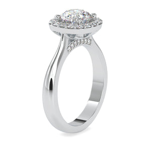 1-Carat Lab Grown Solitaire Platinum Diamond Halo Engagement Ring JL PT LG G 0101-B