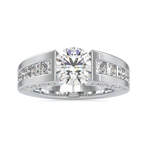 Designer 1-Carat Solitaire with Princess Cut & Round Brilliant Cut Diamond Ring JL PT 0109   Jewelove.US