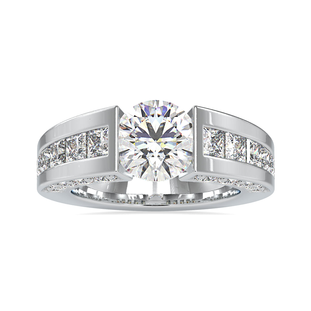 Designer 70-Pointer Solitaire with Princess Cut & Round Brilliant Cut Diamond Ring JL PT 0109-A   Jewelove.US