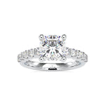 Load image into Gallery viewer, 30-Pointer Cushion Cut Solitaire Diamond Shank Platinum Ring JL PT 0111   Jewelove.US
