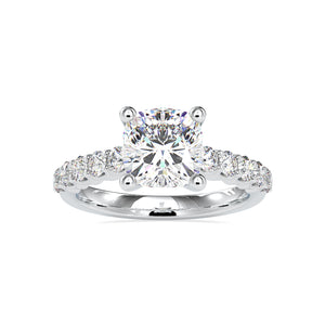 50-Pointer Cushion Cut Solitaire Diamond Shank Platinum Ring JL PT 0111-A   Jewelove.US