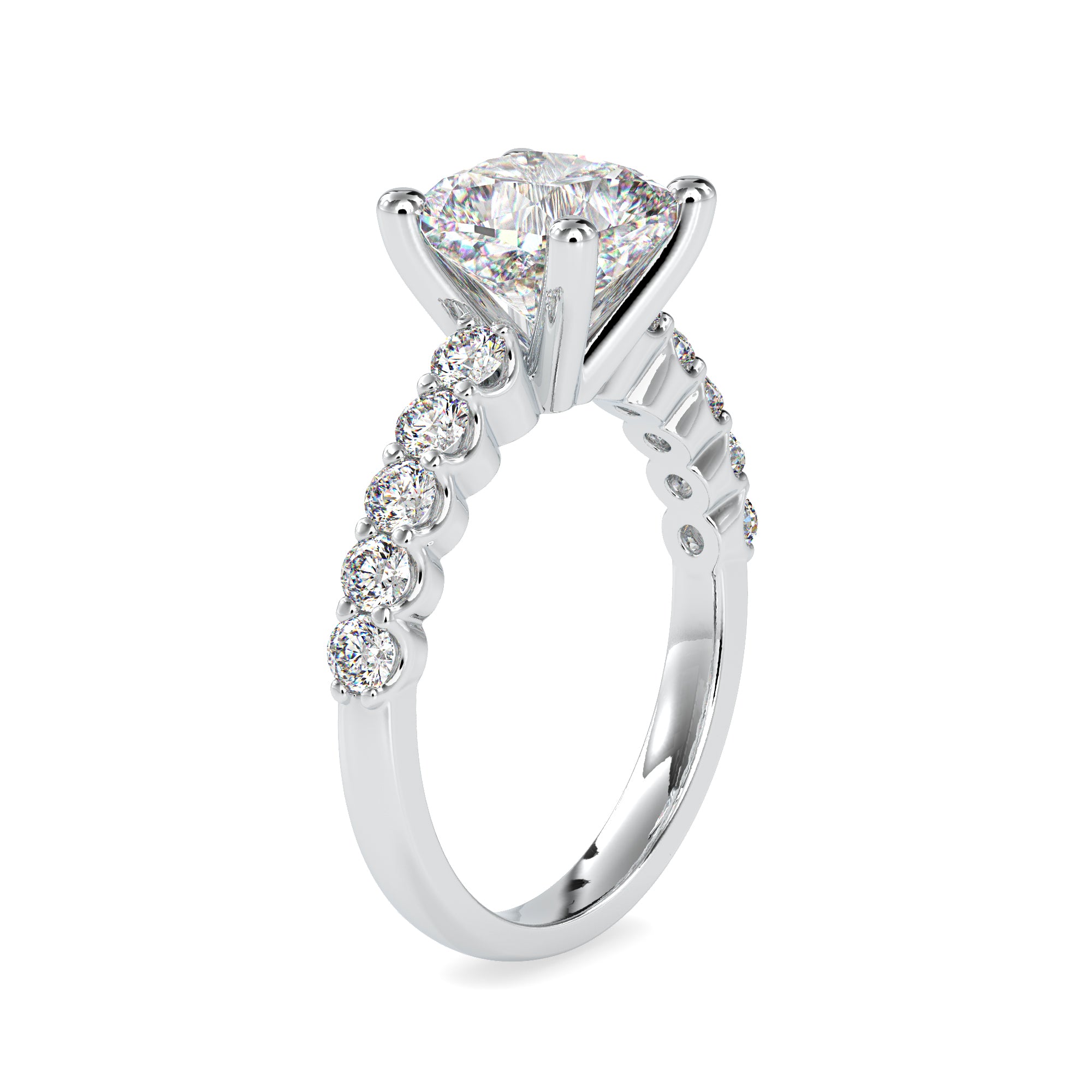 50-Pointer Cushion Cut Solitaire Diamond Shank Platinum Ring JL PT 0111-A   Jewelove.US